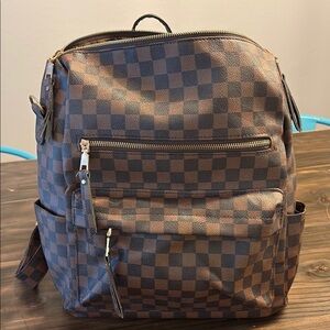 Checkered Brown Backpack